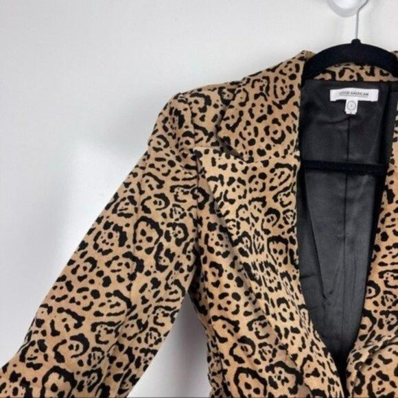 NEW Good American Leopard Print Single Button Blazer Shoulder Pads Size Small 1 - Picture 6 of 10